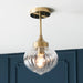 Endon 97684 Addington 1lt Semi flush Antique brass plate & clear ribbed glass 10W LED E27 (Required) - westbasedirect.com