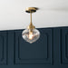 Endon 97684 Addington 1lt Semi flush Antique brass plate & clear ribbed glass 10W LED E27 (Required) - westbasedirect.com