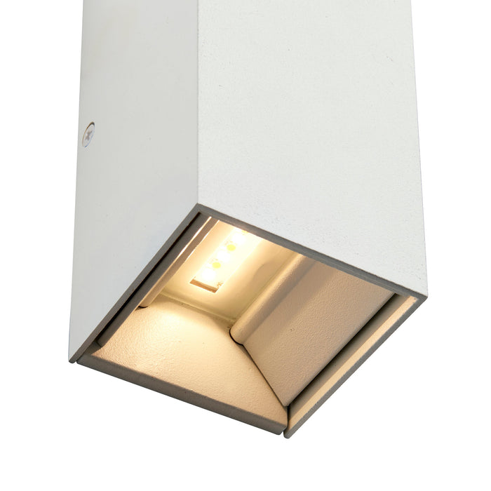 Saxby 97823 Glover CCT 2lt wall IP44 5.5W Matt white paint & clear glass 2 x 5.5W LED module (SMD 3030) CCT - westbasedirect.com