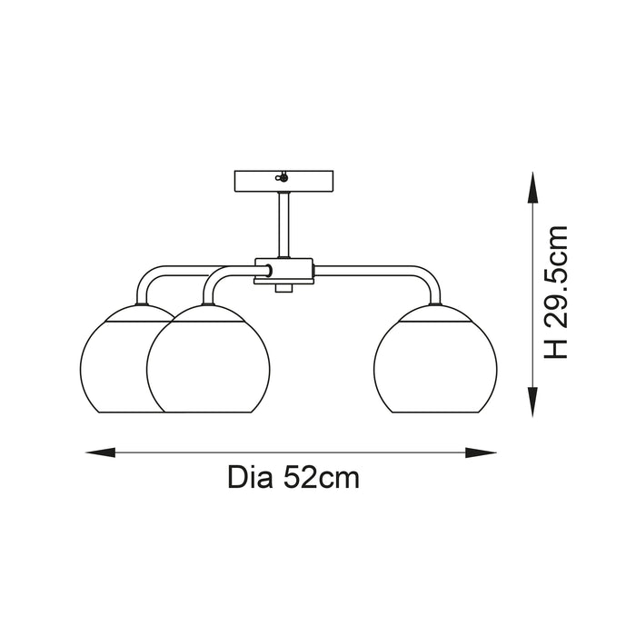 Endon 97971 Dimple 3lt Semi flush Chrome plate & smoked mirror glass 3 x 7W LED E14 (Required) - westbasedirect.com