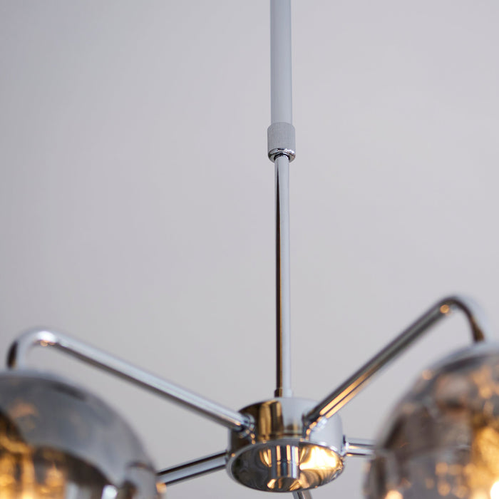 Endon 97972 Dimple 5lt Pendant Chrome plate & smoked mirror glass 5 x 7W LED E14 (Required) - westbasedirect.com