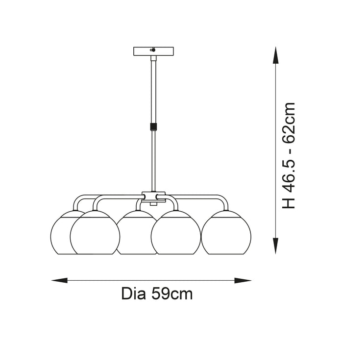 Endon 97972 Dimple 5lt Pendant Chrome plate & smoked mirror glass 5 x 7W LED E14 (Required) - westbasedirect.com