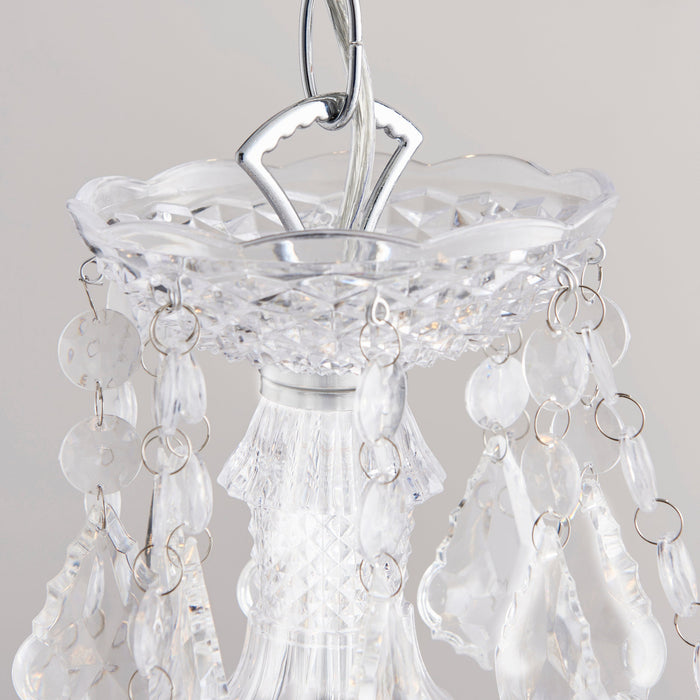 Endon 308-8-4CL Clarence 12lt Pendant Clear acrylic & chrome plate 12 x 60W E14 candle (Required) - westbasedirect.com