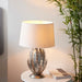 Endon 98046 Delphine 1lt Table Silver leaf & ivory cotton fabric 10W LED E27 (Required) - westbasedirect.com