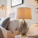 Endon 98046 Delphine 1lt Table Silver leaf & ivory cotton fabric 10W LED E27 (Required) - westbasedirect.com