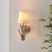 Endon 98049 Delphine 1lt Wall Silver leaf & ivory cotton fabric 6W LED E14 (Required) - westbasedirect.com