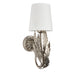 Endon 98049 Delphine 1lt Wall Silver leaf & ivory cotton fabric 6W LED E14 (Required) - westbasedirect.com