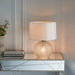 Endon 98085 Knighton 2lt Table Clear textured glass & vintage white fabric 10W LED E27 & 7W LED E14 (Required) - westbasedirect.com