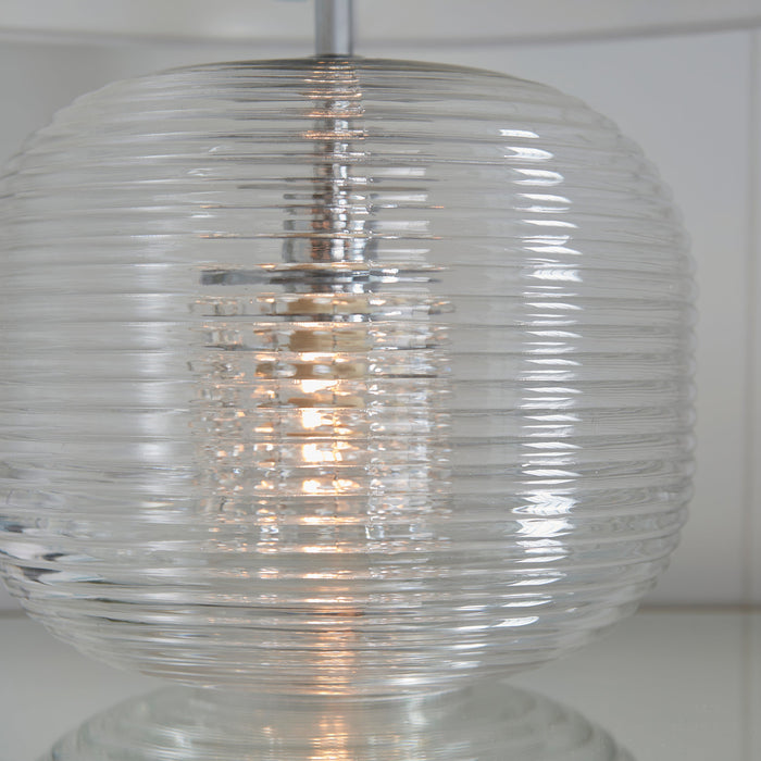 Endon 98086 Westcombe 2lt Table Ribbed bubble glass & vintage white fabric 10W LED E27 & 7W LED E14 (Required) - westbasedirect.com