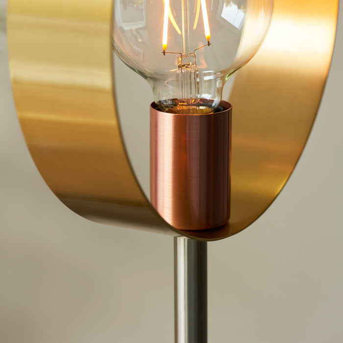 Endon 98095 Hoop 1lt Floor Brushed brass, nickel & copper plate 10W LED E27 (Required) - westbasedirect.com