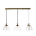 Endon 98114 Hansen 3lt Pendant Antique brass plate & clear glass 3 x 10W LED E27 (Required) - westbasedirect.com