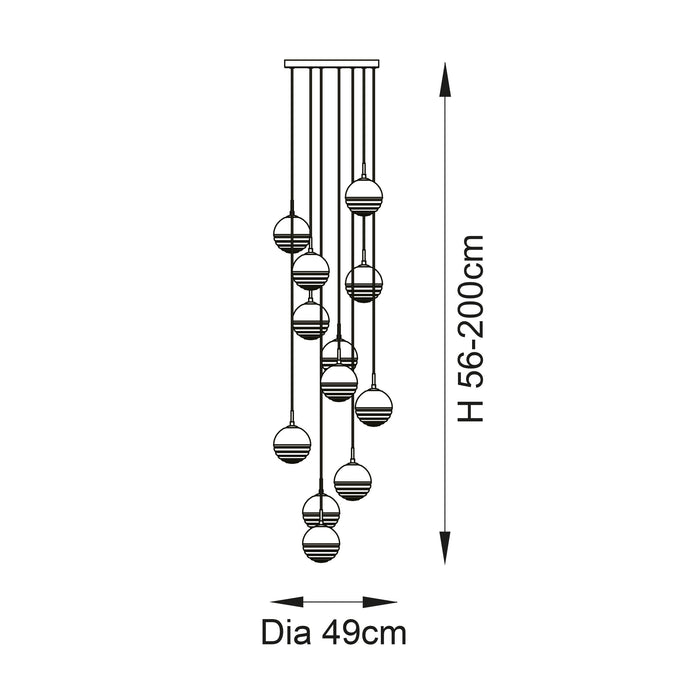 Endon 98115 Paloma 12lt Pendant Chrome plate with chrome, copper, gold & clear glass 12 x 3W LED G9 (Required) - westbasedirect.com