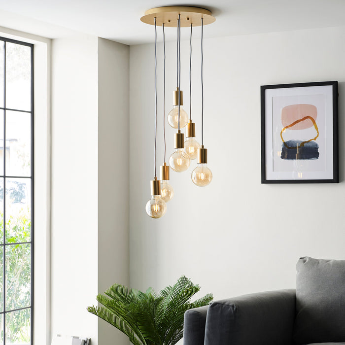 Endon 98136 Studio 6lt Pendant Soft gold paint 6 x 10W LED E27 (Required) - westbasedirect.com