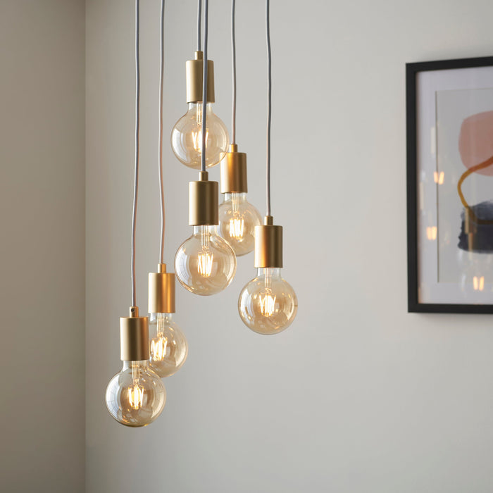 Endon 98136 Studio 6lt Pendant Soft gold paint 6 x 10W LED E27 (Required) - westbasedirect.com