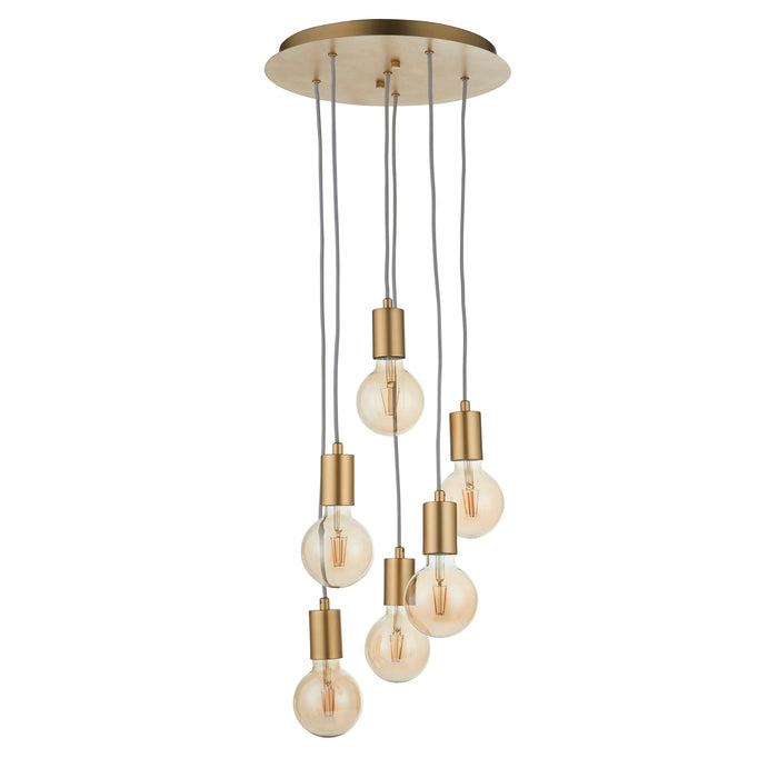 Endon 98136 Studio 6lt Pendant Soft gold paint 6 x 10W LED E27 (Required) - westbasedirect.com