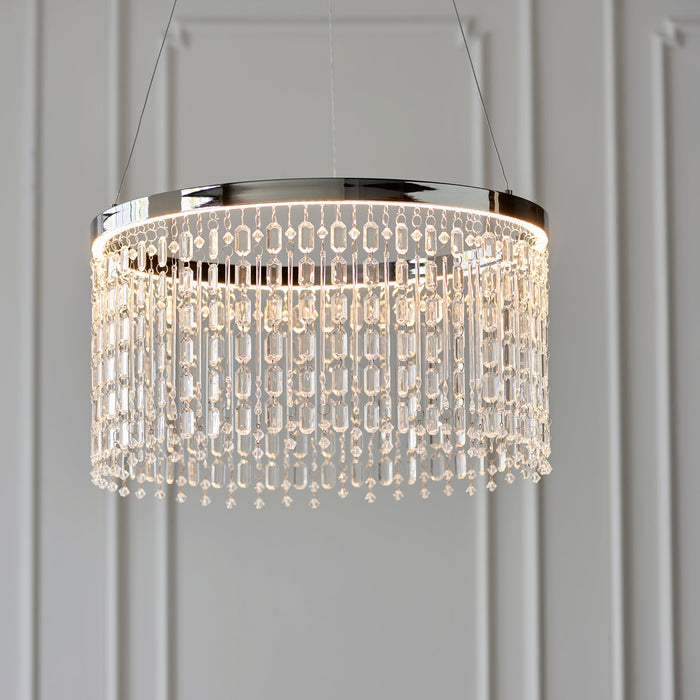 Endon 98150 Liliana 1lt Pendant Chrome plate & clear crystal glass 19.67W LED (SMD 2835) Warm White - westbasedirect.com