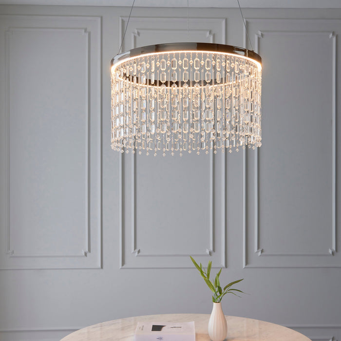 Endon 98150 Liliana 1lt Pendant Chrome plate & clear crystal glass 19.67W LED (SMD 2835) Warm White - westbasedirect.com