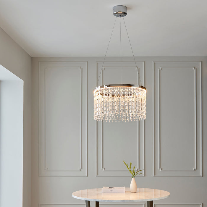 Endon 98150 Liliana 1lt Pendant Chrome plate & clear crystal glass 19.67W LED (SMD 2835) Warm White - westbasedirect.com