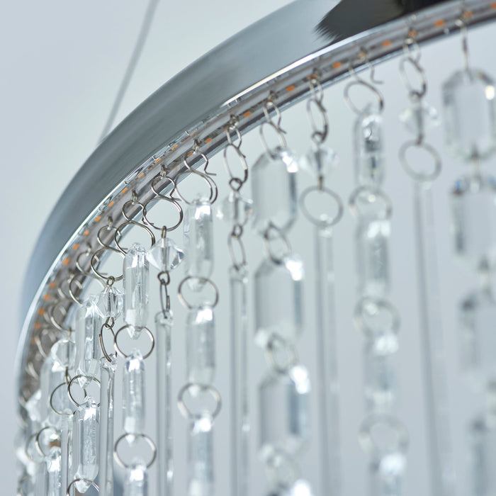 Endon 98150 Liliana 1lt Pendant Chrome plate & clear crystal glass 19.67W LED (SMD 2835) Warm White - westbasedirect.com