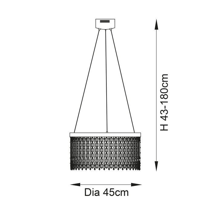 Endon 98150 Liliana 1lt Pendant Chrome plate & clear crystal glass 19.67W LED (SMD 2835) Warm White - westbasedirect.com