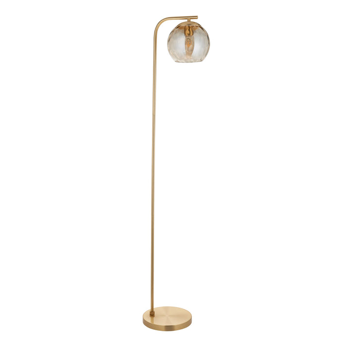Endon 98271 Dimple 1lt Floor Satin brass plate & champagne lustre glass 10W LED E27 (Required) - westbasedirect.com