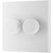 BG 982 White Square Edge 2-Way Double Trailing Edge Dimmer Push On/Off - westbasedirect.com