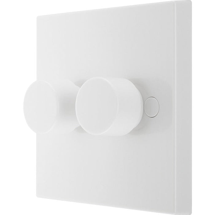 BG 982 White Square Edge 2-Way Double Trailing Edge Dimmer Push On/Off - westbasedirect.com