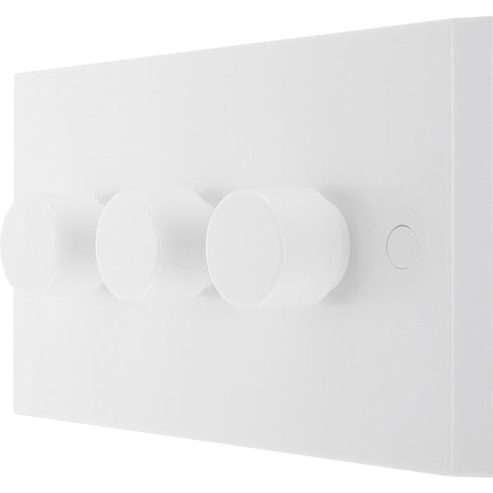 BG 983 White Square Edge 2-Way Triple Trailing Edge Dimmer Push On/Off - westbasedirect.com