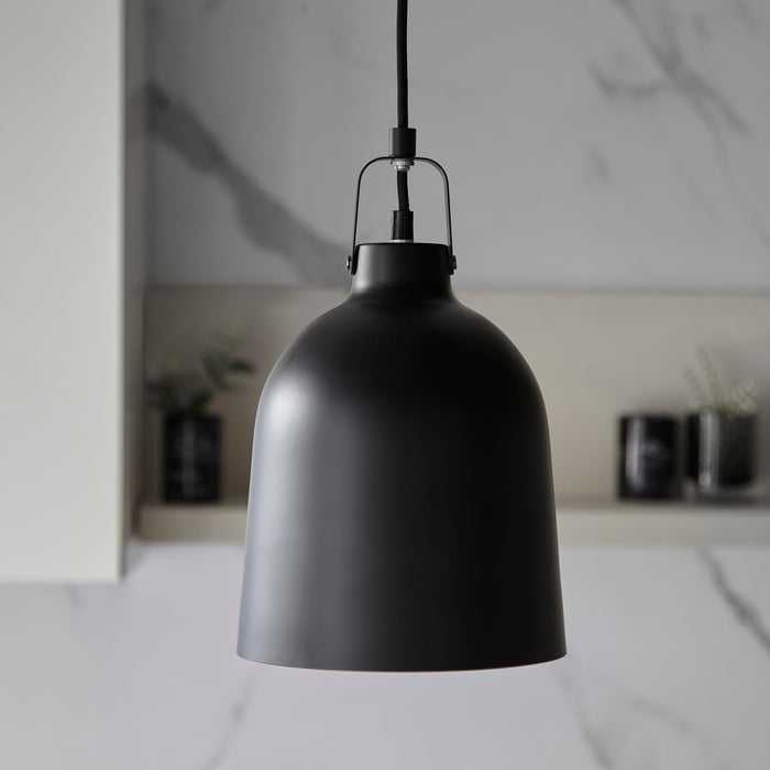 Endon 98424 Lazenby 1lt Pendant Matt black & aged pewter paint 10W LED E27 (Required) - westbasedirect.com