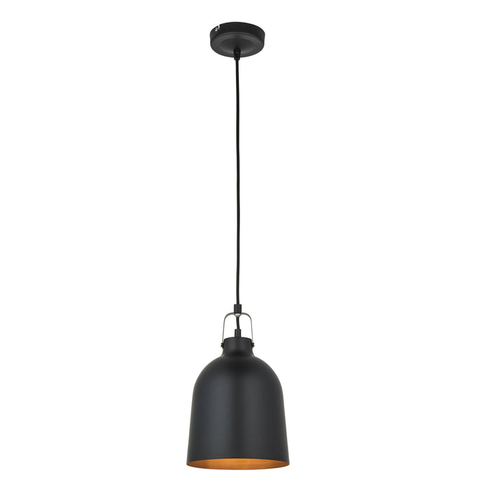 Endon 98424 Lazenby 1lt Pendant Matt black & aged pewter paint 10W LED E27 (Required) - westbasedirect.com