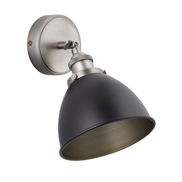 Endon 98560 Franklin 1lt Wall Aged pewter plate & matt black paint 7W LED E14 (Required) - westbasedirect.com