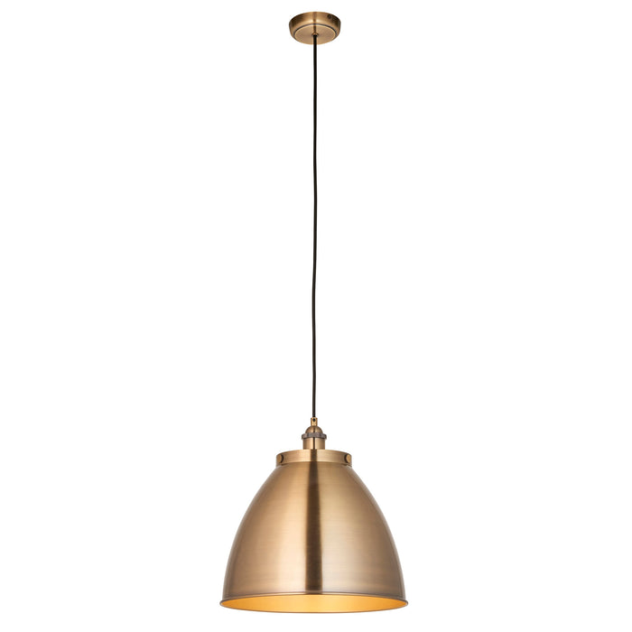 Endon 98744 Franklin 1lt Pendant Antique brass plate 10W LED E27 (Required) - westbasedirect.com