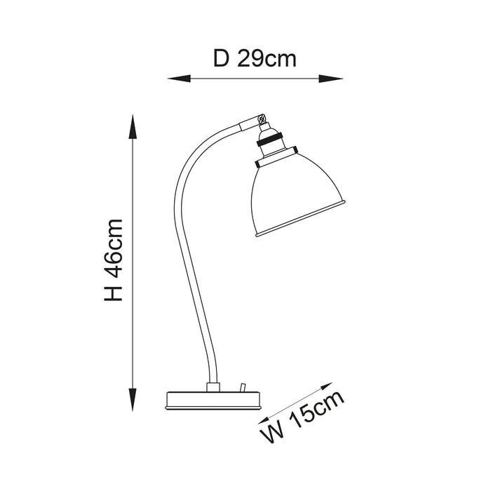 Endon 98747 Franklin 1lt Table Antique brass plate 7W LED E14 (Required) - westbasedirect.com