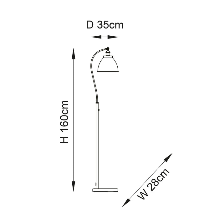 Endon 98748 Franklin 1lt Floor Antique brass plate & matt black paint 10W LED E27 (Required) - westbasedirect.com