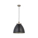 Endon 98749 Franklin 1lt Pendant Aged pewter plate & matt black paint 10W LED E27 (Required) - westbasedirect.com