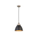 Endon 98750 Franklin 1lt Pendant Aged pewter plate & matt black paint 10W LED E27 (Required) - westbasedirect.com