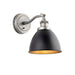 Endon 98751 Franklin 1lt Wall Aged pewter plate & matt black paint 7W LED E14 (Required) - westbasedirect.com