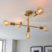 Endon 98786 Studio 5lt Semi flush Satin brass plate 5 x 10W LED E27 (Required) - westbasedirect.com