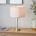 Endon 98810 Lessina 1lt Table Satin brass plate, clear glass & vintage white fabric 10W LED E27 (Required) - westbasedirect.com