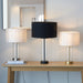 Endon 98810 Lessina 1lt Table Satin brass plate, clear glass & vintage white fabric 10W LED E27 (Required) - westbasedirect.com