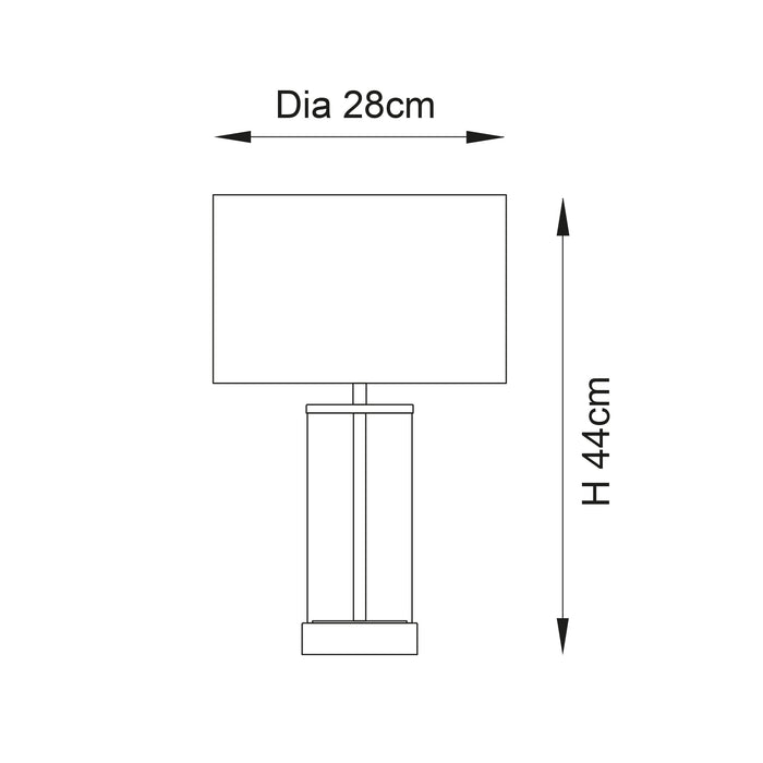 Endon 98810 Lessina 1lt Table Satin brass plate, clear glass & vintage white fabric 10W LED E27 (Required) - westbasedirect.com