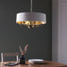 Endon 98933 Highclere 6lt Pendant Antique brass plate & vintage white fabric 6 x 40W E14 candle (Required) - westbasedirect.com