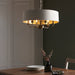 Endon 98933 Highclere 6lt Pendant Antique brass plate & vintage white fabric 6 x 40W E14 candle (Required) - westbasedirect.com