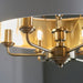 Endon 98933 Highclere 6lt Pendant Antique brass plate & vintage white fabric 6 x 40W E14 candle (Required) - westbasedirect.com