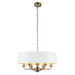 Endon 98933 Highclere 6lt Pendant Antique brass plate & vintage white fabric 6 x 40W E14 candle (Required) - westbasedirect.com