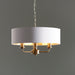 Endon 98934 Highclere 3lt Pendant Antique brass plate & vintage white fabric 3 x 40W E14 candle (Required) - westbasedirect.com