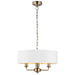 Endon 98934 Highclere 3lt Pendant Antique brass plate & vintage white fabric 3 x 40W E14 candle (Required) - westbasedirect.com