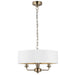 Endon 98934 Highclere 3lt Pendant Antique brass plate & vintage white fabric 3 x 40W E14 candle (Required) - westbasedirect.com