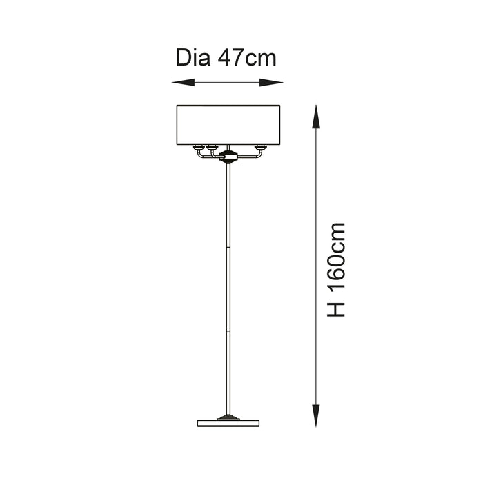 Endon 98935 Highclere 3lt Floor Antique brass plate & vintage white fabric 3 x 40W E14 candle (Required) - westbasedirect.com