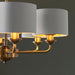 Endon 98936 Highclere 6lt Pendant Antique brass plate & vintage white fabric 6 x 28W E14 Eco golf (Required) - westbasedirect.com